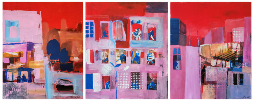 Red and Pink (triptych) by Karishok Dulyan